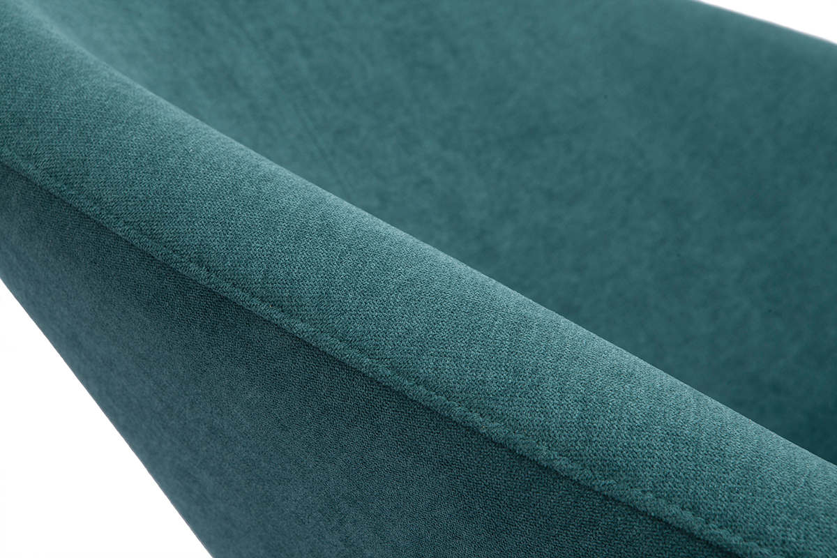 Fauteuil design en tissu effet velours bleu p�trole et m�tal noir KOK