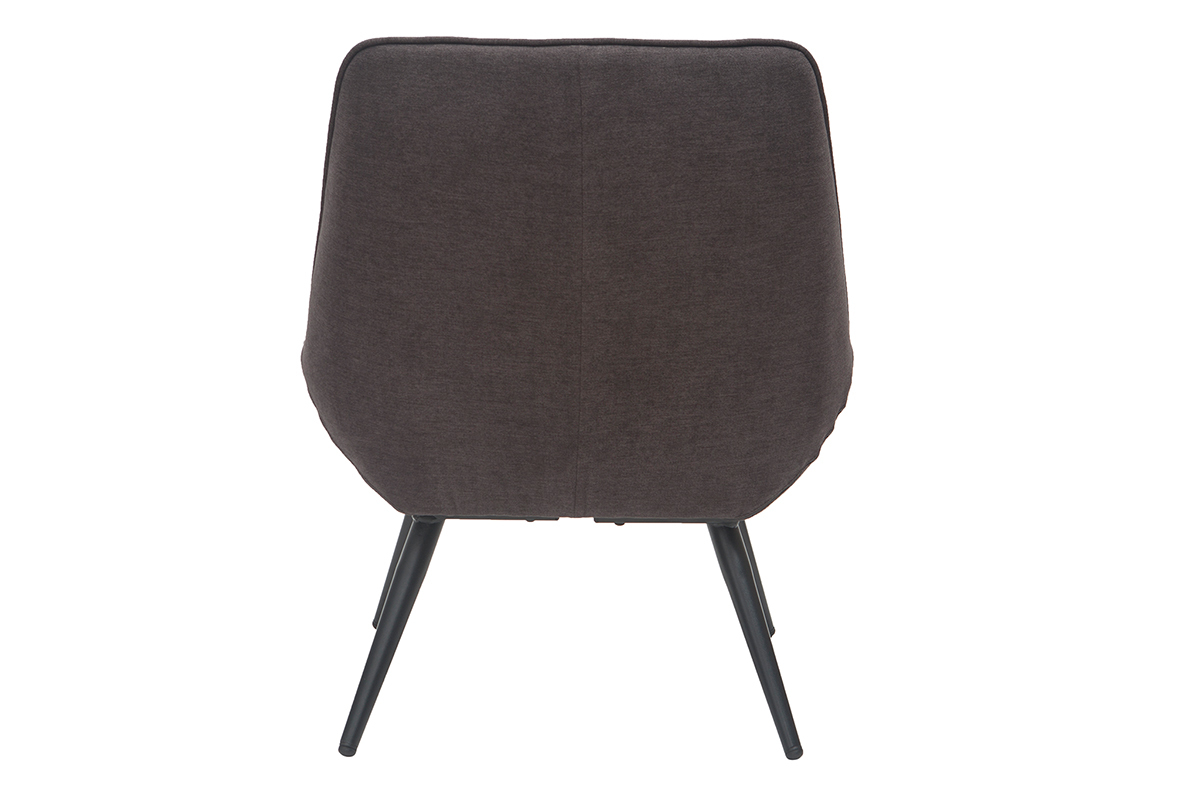 Fauteuil design en tissu effet velours gris fonc� et m�tal noir BILLIE