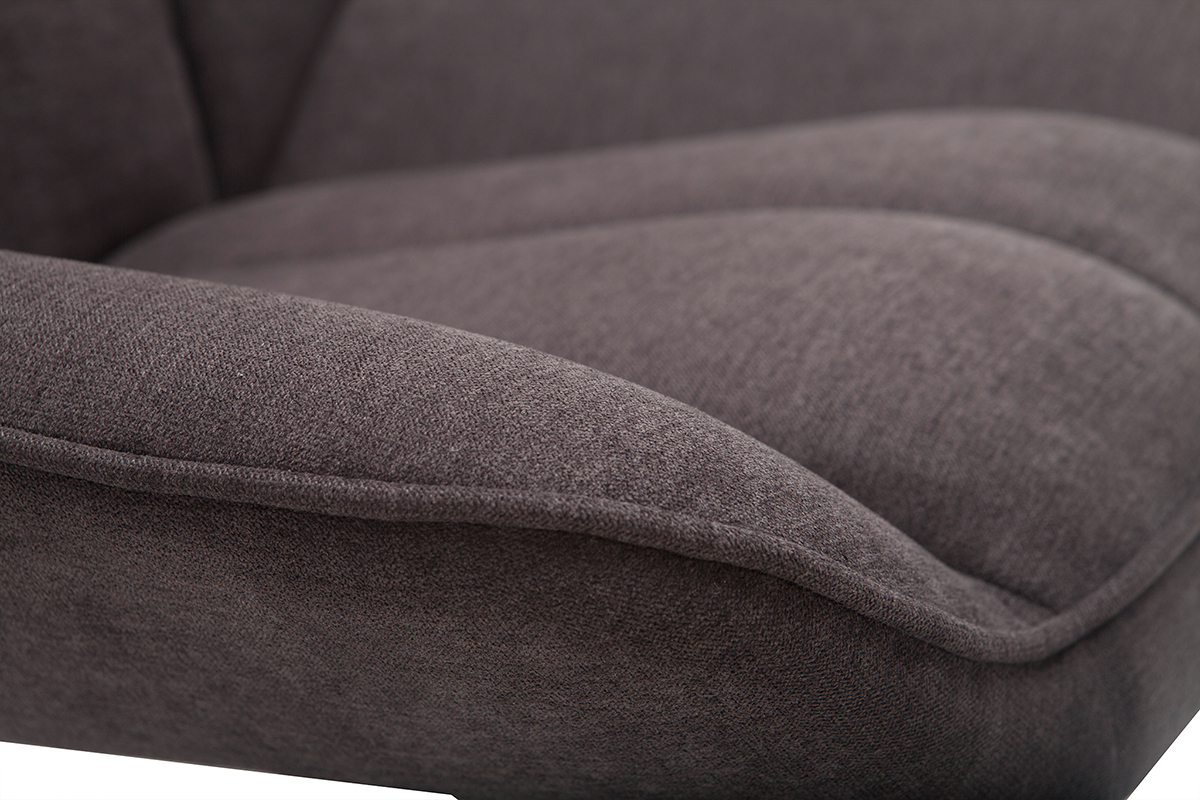 Fauteuil design en tissu effet velours gris fonc� et m�tal noir BILLIE