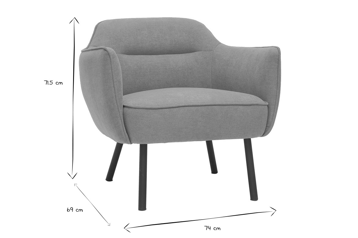 Fauteuil design en tissu effet velours jaune moutarde et mtal noir LAURENS