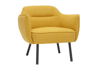 Fauteuil design en tissu effet velours jaune moutarde et métal noir LAURENS