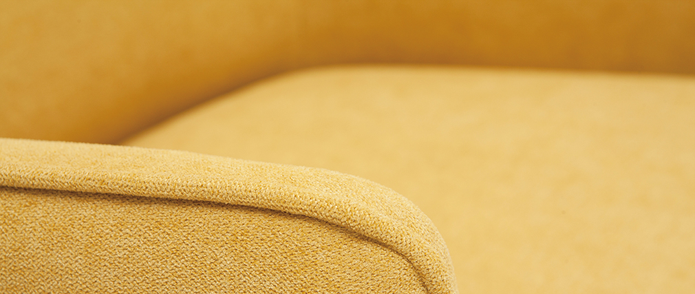 Fauteuil design en tissu effet velours jaune moutarde LAURENS