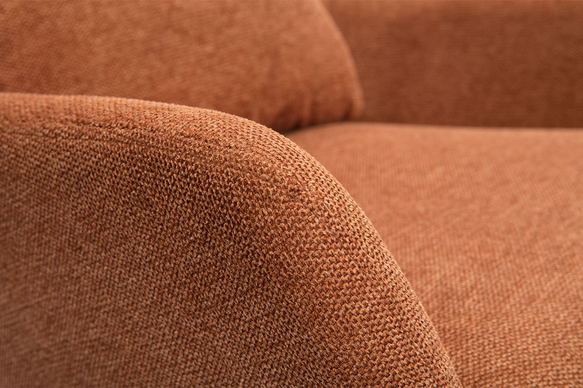 Fauteuil design en tissu effet velours terre brule et mtal noir MAXINE