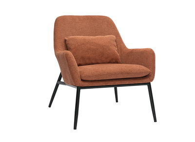 Fauteuil design en tissu effet velours terre brulée et métal noir MAXINE