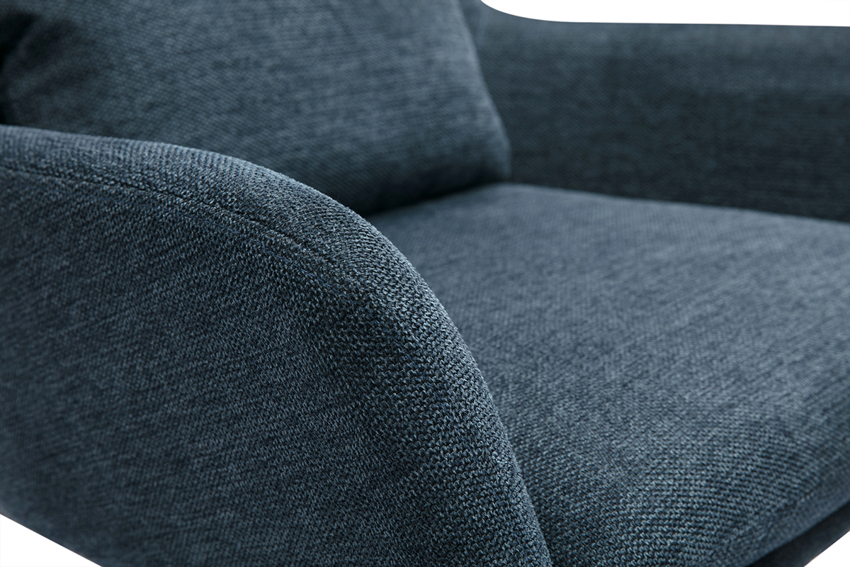Zoom fauteuil design bleu fonc en tissu effet velours