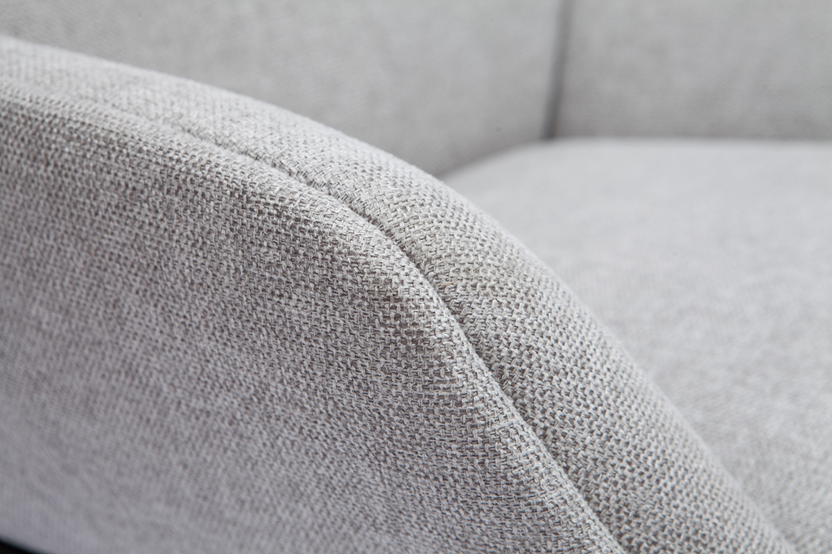 Fauteuil design en tissu effet velours textur� gris clair et m�tal noir MARCEAU