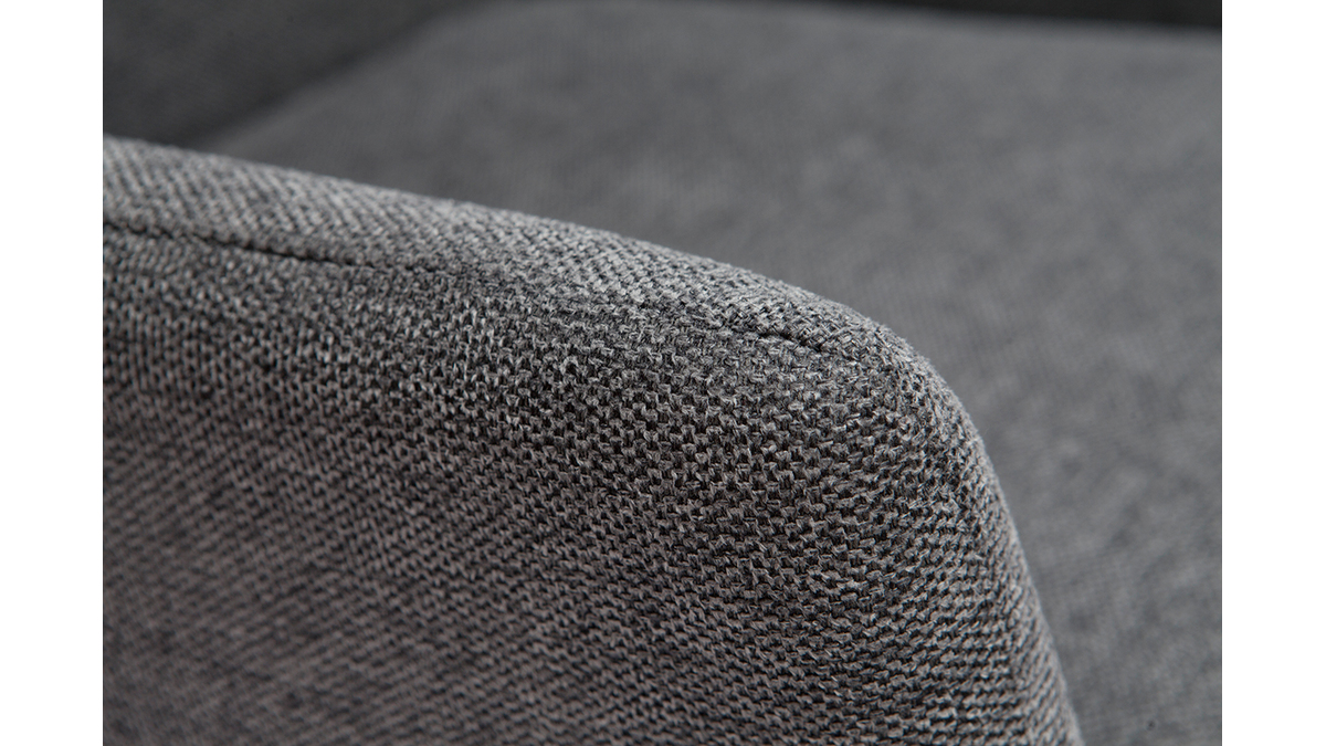 Fauteuil design en tissu effet velours textur gris fonc et mtal noir COME