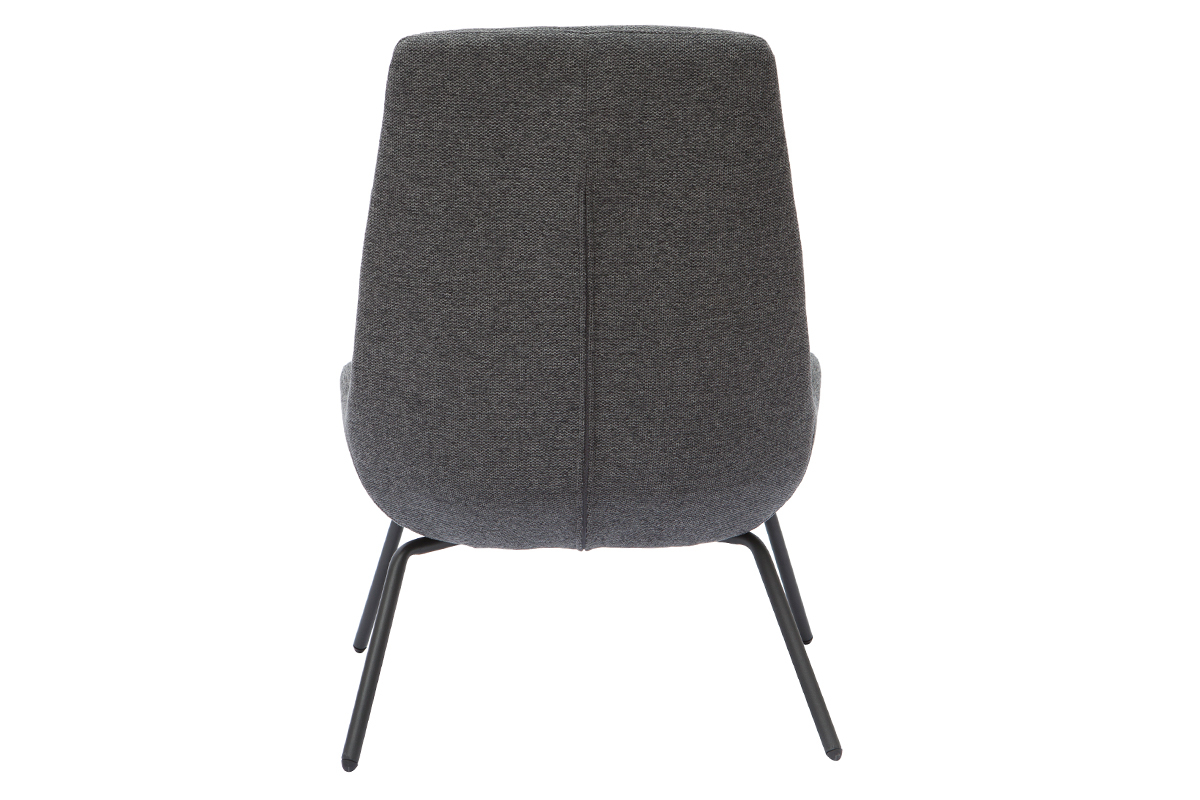 Fauteuil design en tissu effet velours textur gris fonc et mtal noir GILLY