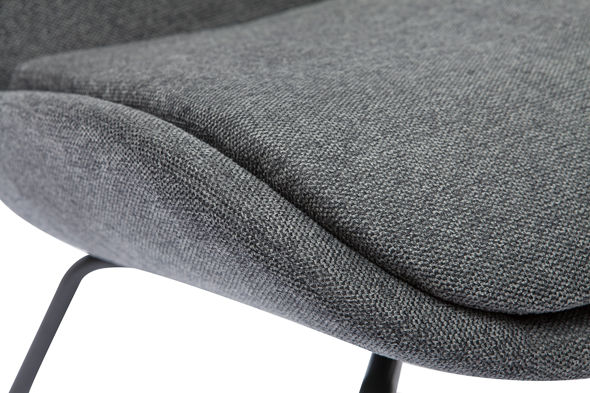 Fauteuil design en tissu effet velours textur gris fonc et mtal noir GILLY