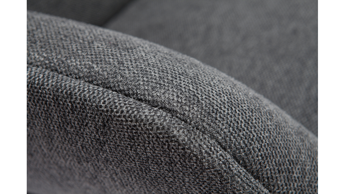 Fauteuil design en tissu effet velours texturé gris foncé et métal noir MARCEAU