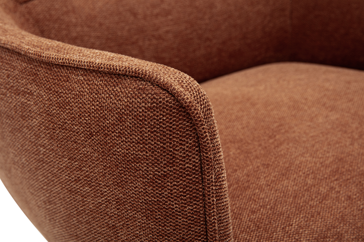 Fauteuil design en tissu effet velours terre brle, modle LAURENS.
