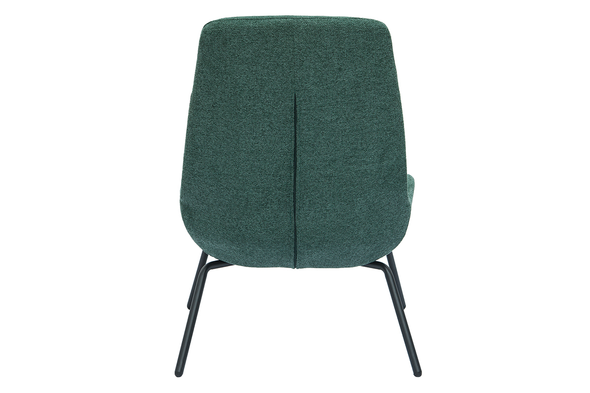 Fauteuil design en tissu effet velours textur� vert et m�tal noir GILLY