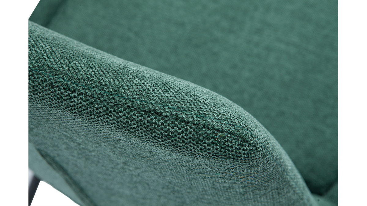 Fauteuil design en tissu effet velours textur vert et mtal noir GILLY