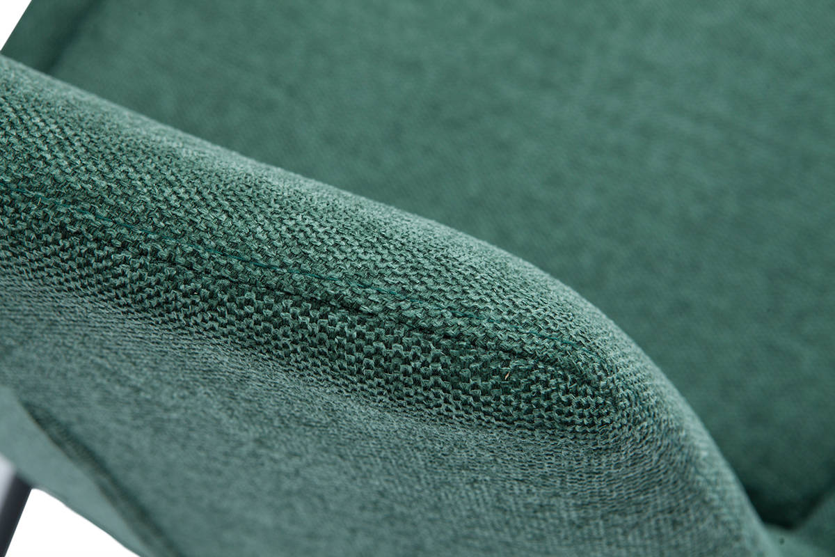 Fauteuil design en tissu effet velours textur� vert et m�tal noir GILLY