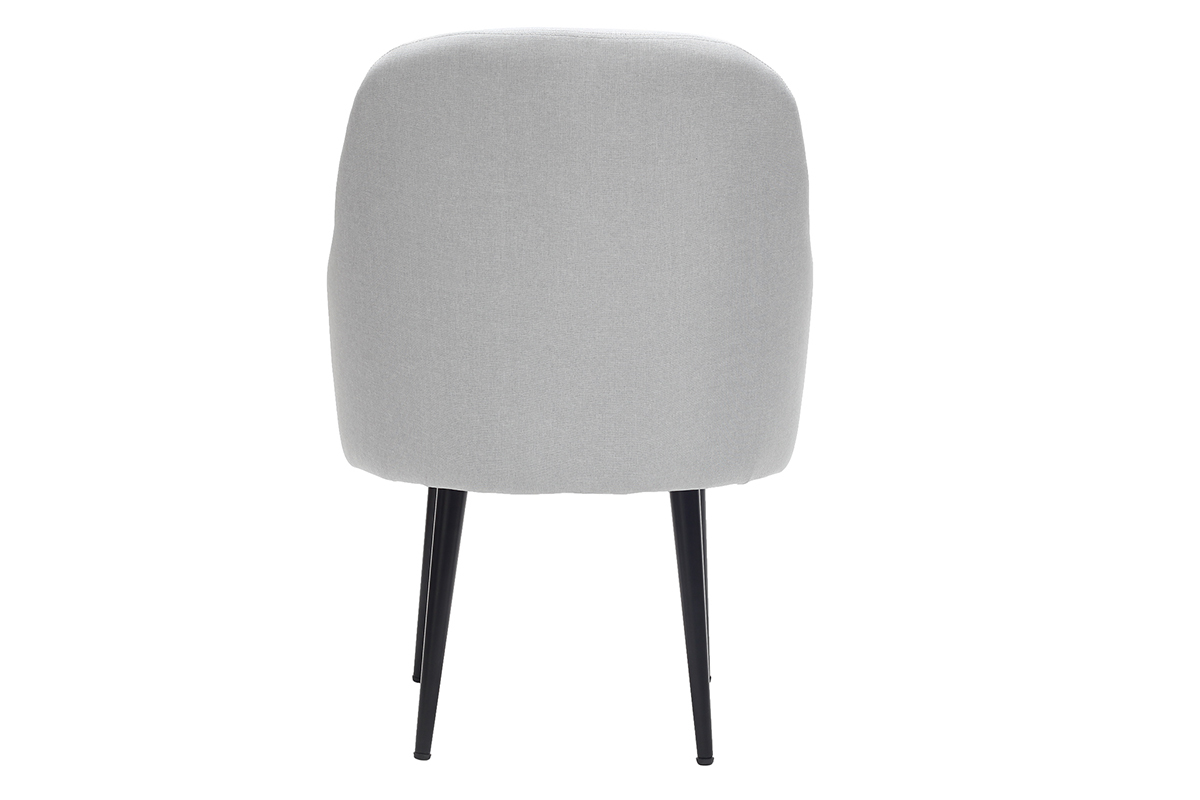 Fauteuil design en tissu gris clair et pieds mtal noir AMON