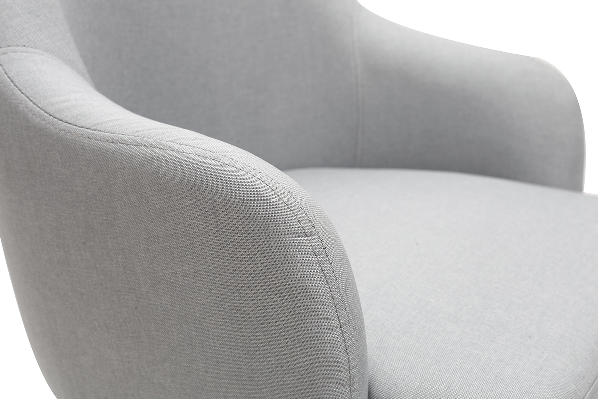 Fauteuil design en tissu gris clair et pieds mtal noir AMON