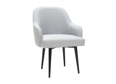 Fauteuil design en tissu gris clair et pieds m&eacute;tal noir AMON
