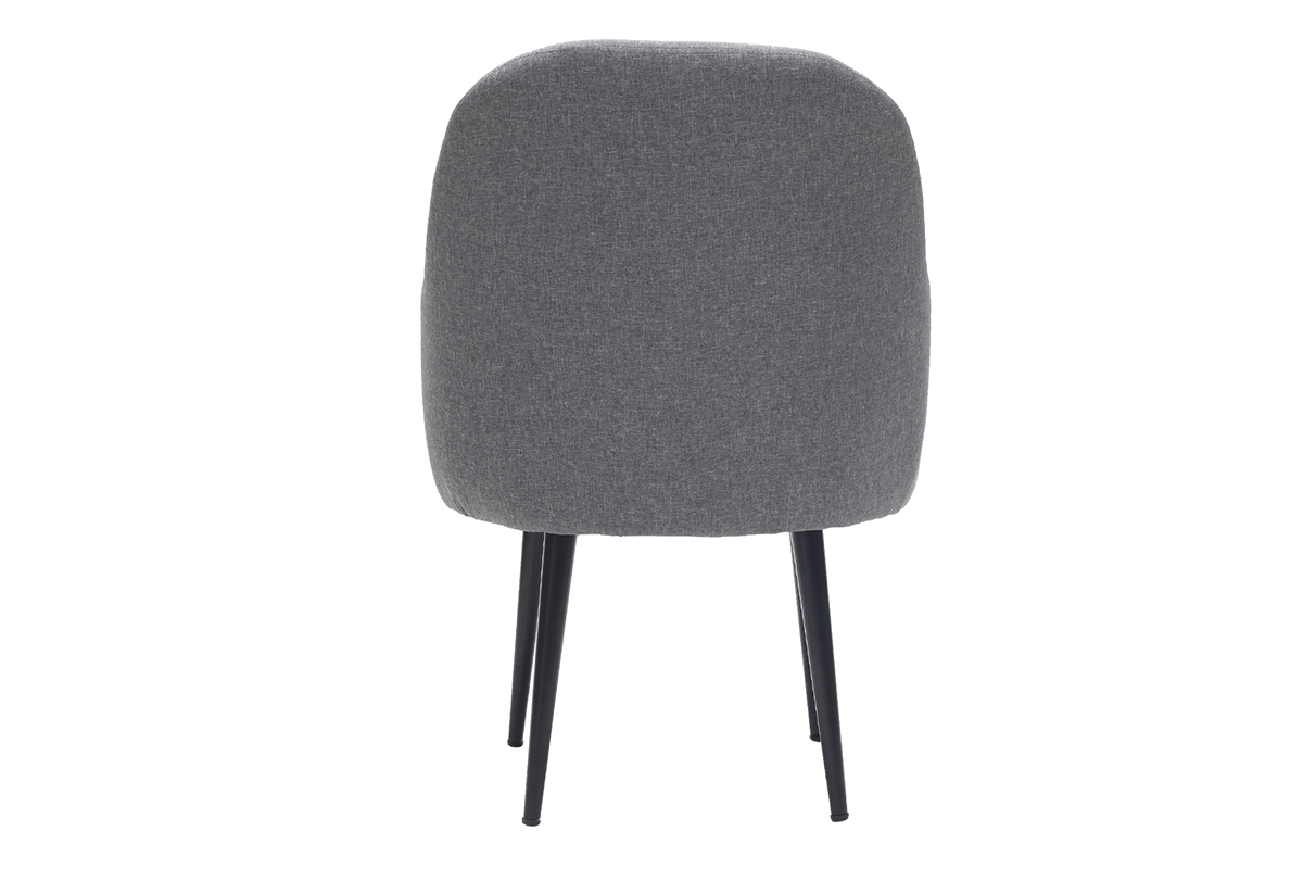 Fauteuil design en tissu gris fonc et pieds mtal noir AMON
