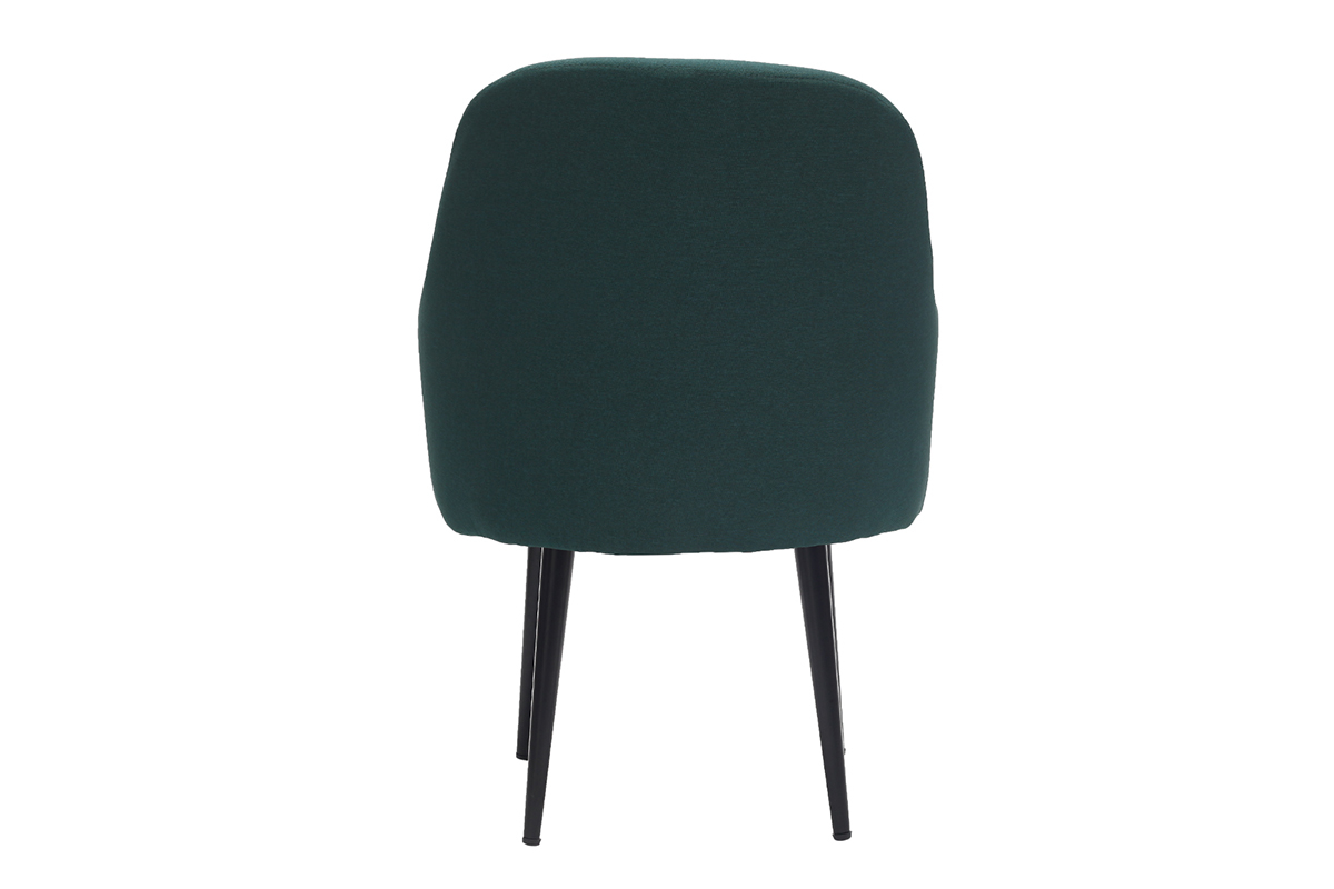 Fauteuil design en tissu vert fonc et pieds mtal noir AMON