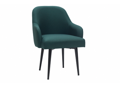 Fauteuil design en tissu vert fonc&eacute; et pieds m&eacute;tal noir AMON