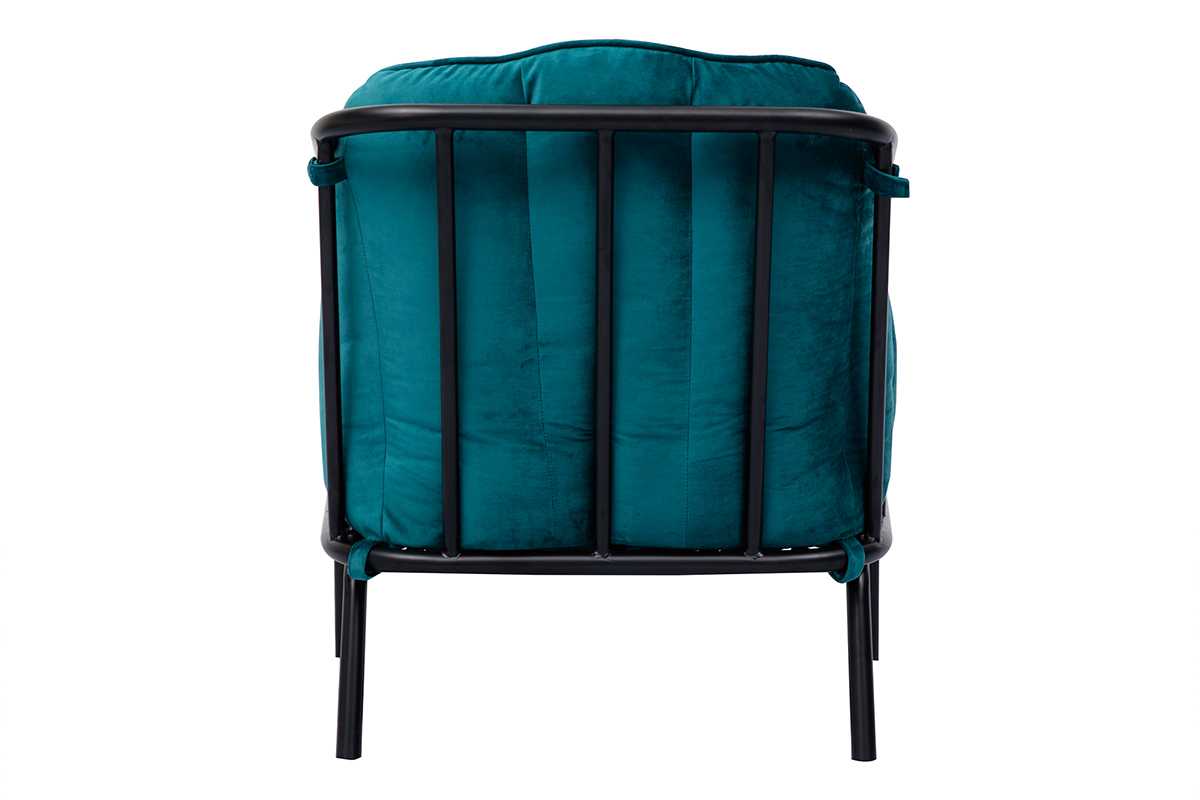 Fauteuil design en velours bleu p�trole MALONE