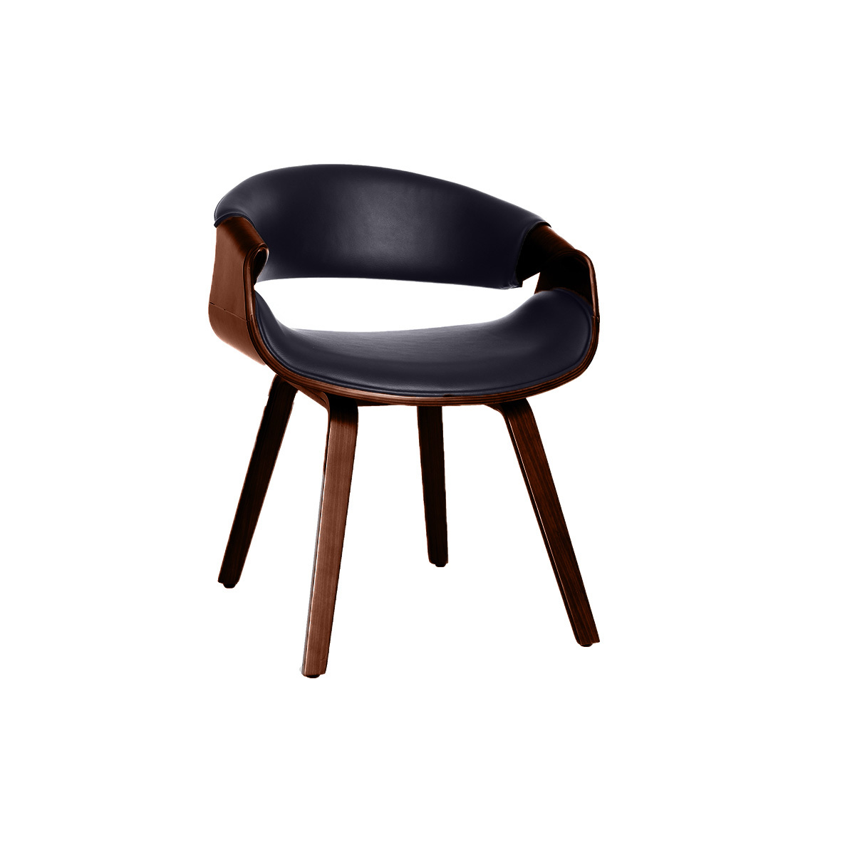 Fauteuil design noir et bois foncé noyer ARAMIS Fauteuil design noir et bois foncé noyer ARAMIS