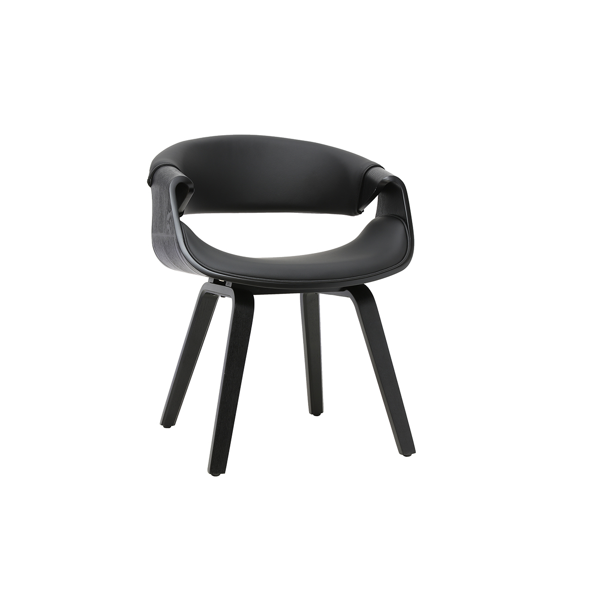 Fauteuil design noir et bois noir ARAMIS Fauteuil design noir et bois noir ARAMIS