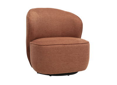 Fauteuil design pivotant en tissu effet velours textur&eacute; terre br&ucirc;l&eacute;e AMBER