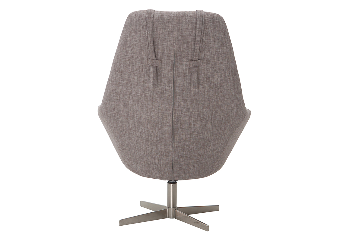 Fauteuil design pivotant en tissu gris clair et pied m�tal AMADEO