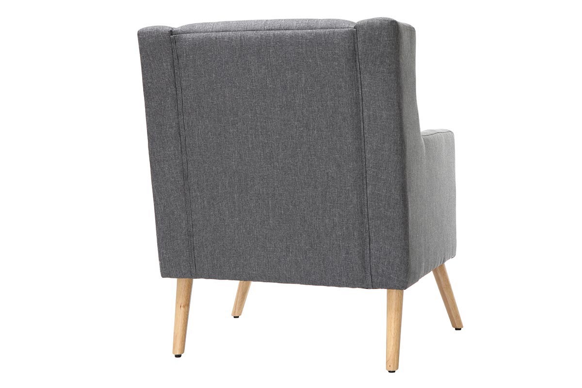 Fauteuil design scandinave gris fonc� et bois clair BRIGHTON