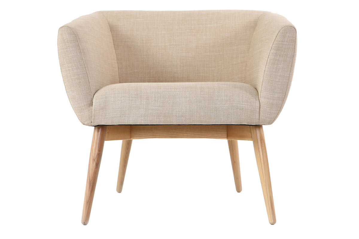 Fauteuil design scandinave tissu naturel ARTIK