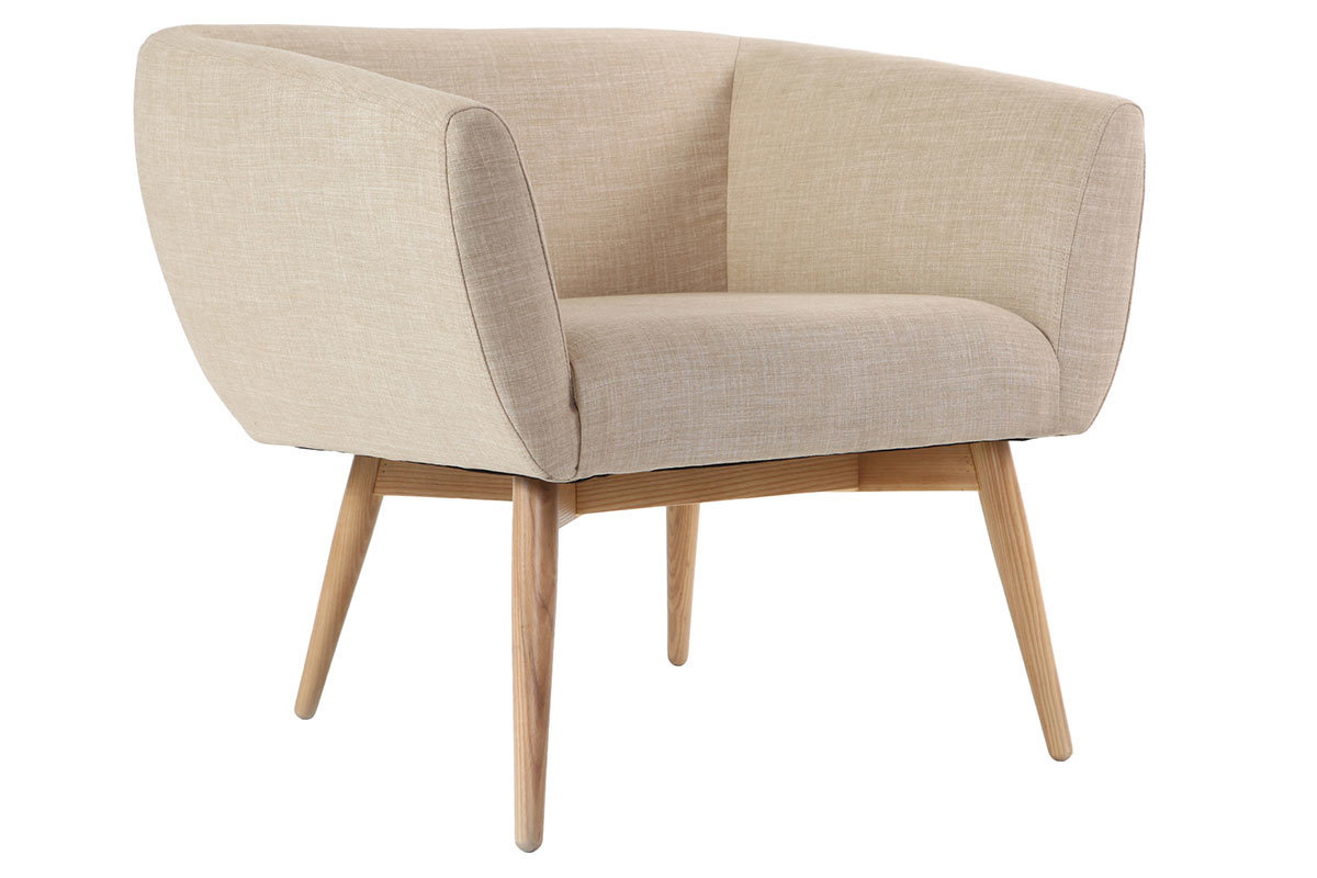 Fauteuil design scandinave tissu naturel ARTIK