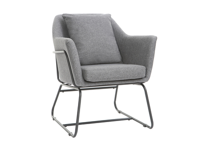 Fauteuil design tissu gris fonc&eacute; et structure m&eacute;tal noir MONROE