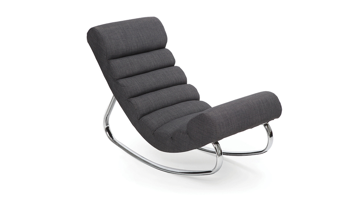 Fauteuil design tissu gris rocking chair TAYLOR
