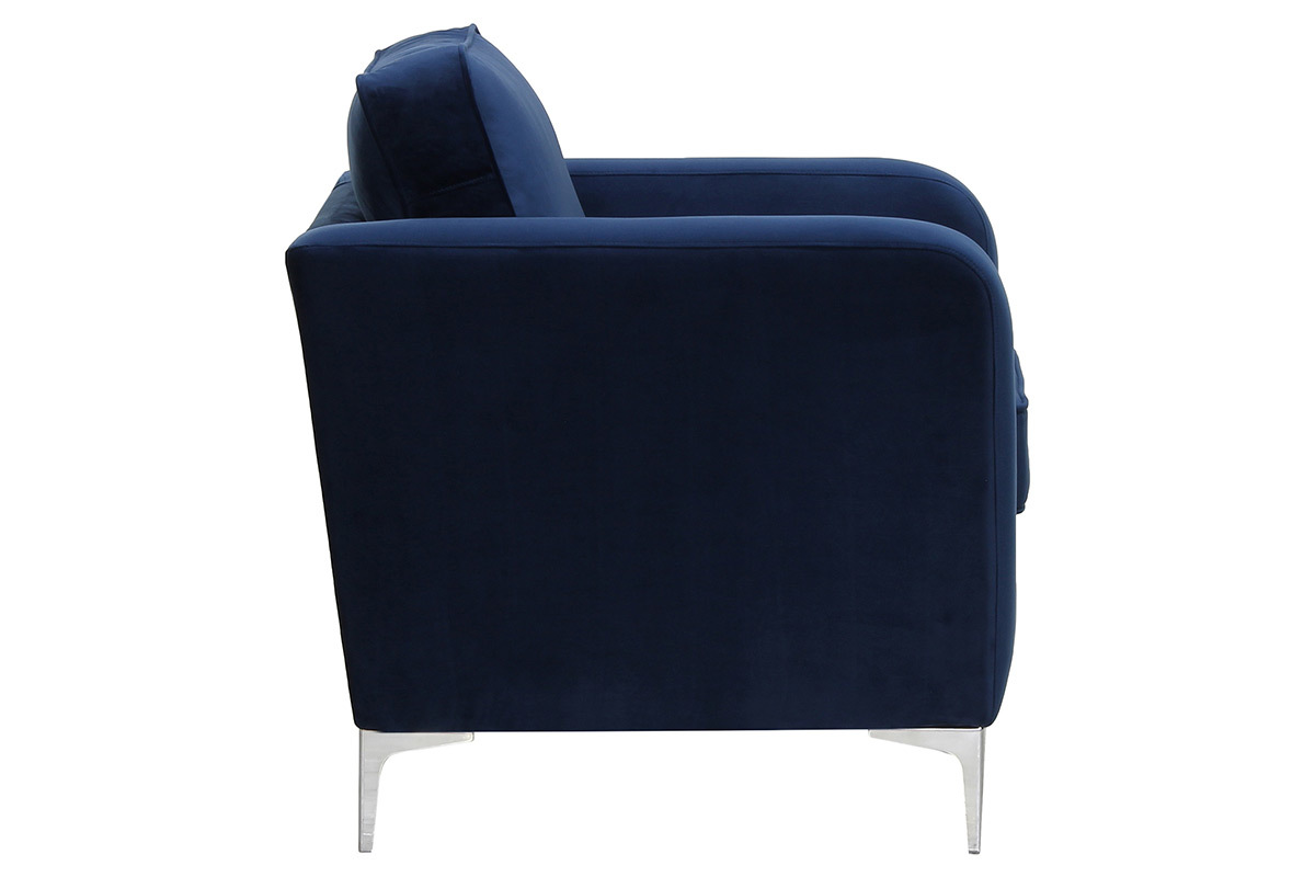 Fauteuil design velours bleu nuit HARRY