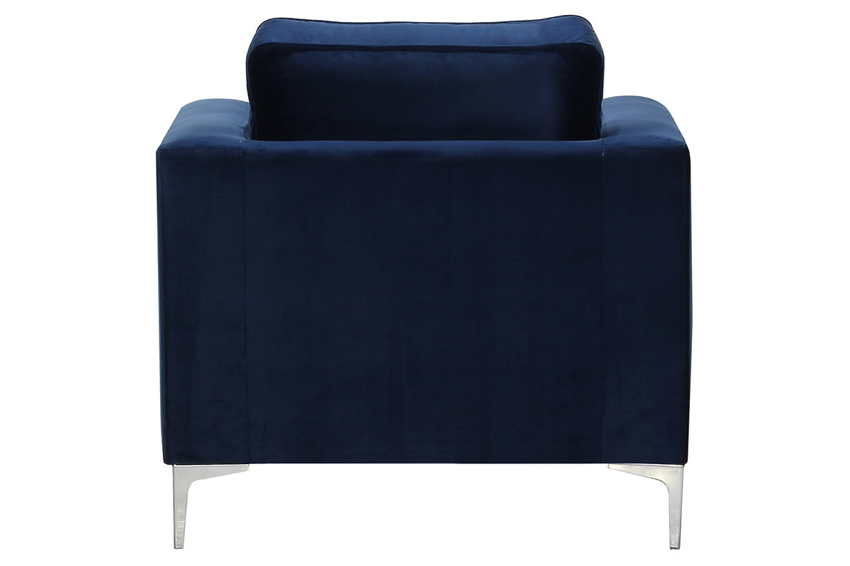 Fauteuil design velours bleu nuit HARRY