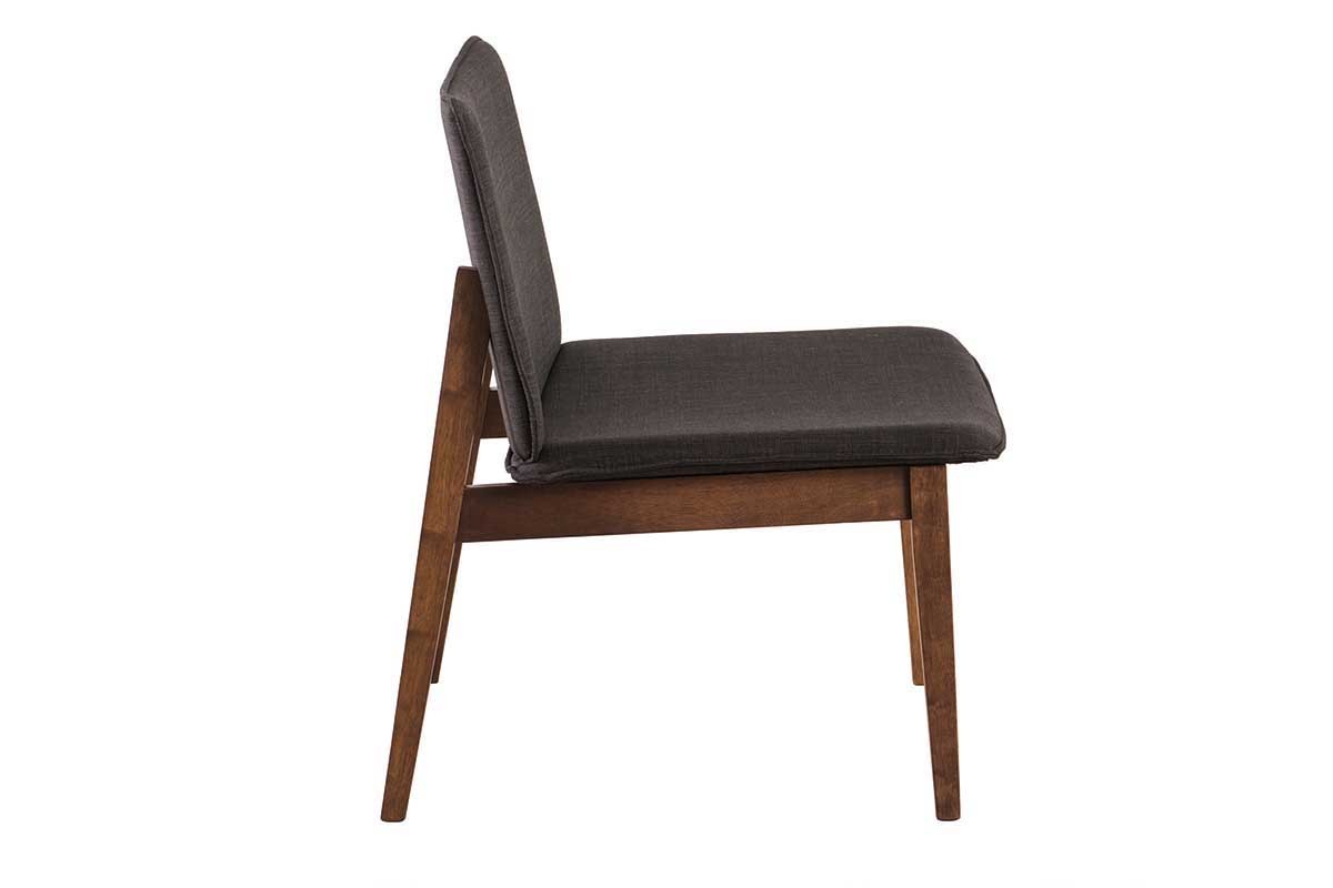 Fauteuil design vintage pieds noyer tissu gris anthracite JUKE