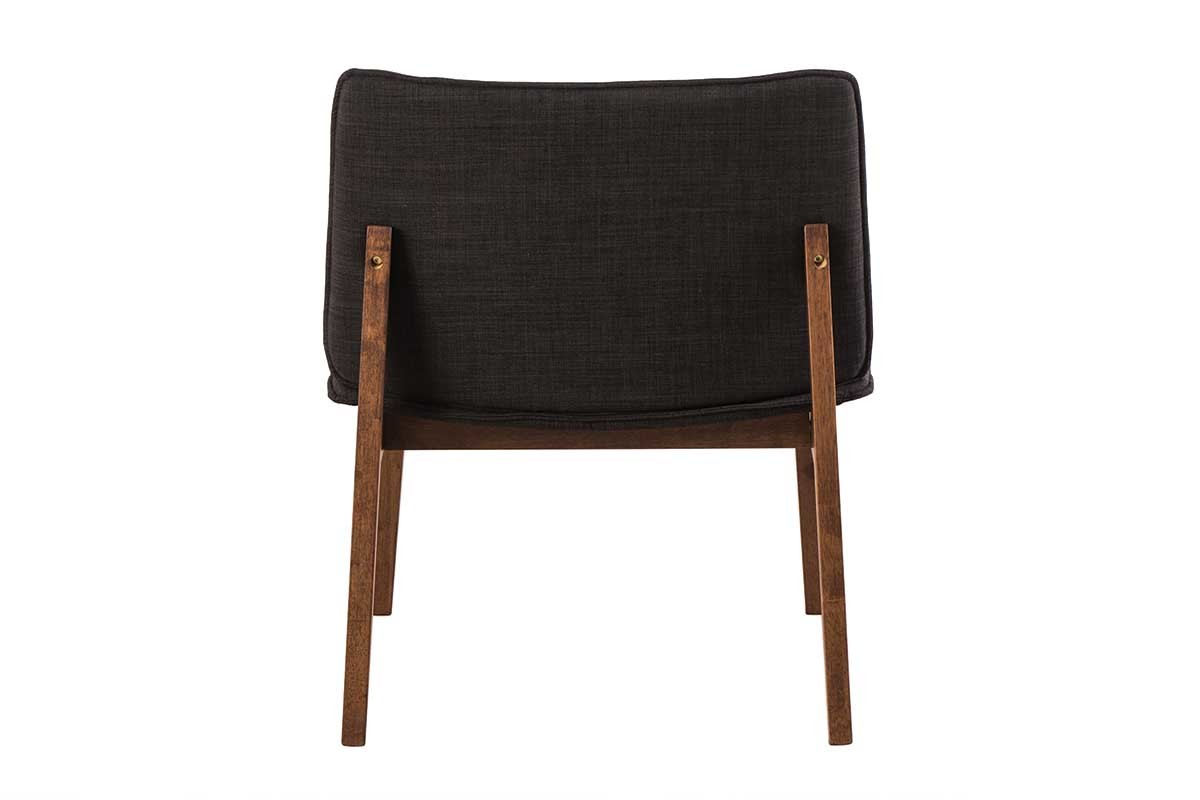 Fauteuil design vintage pieds noyer tissu gris anthracite JUKE