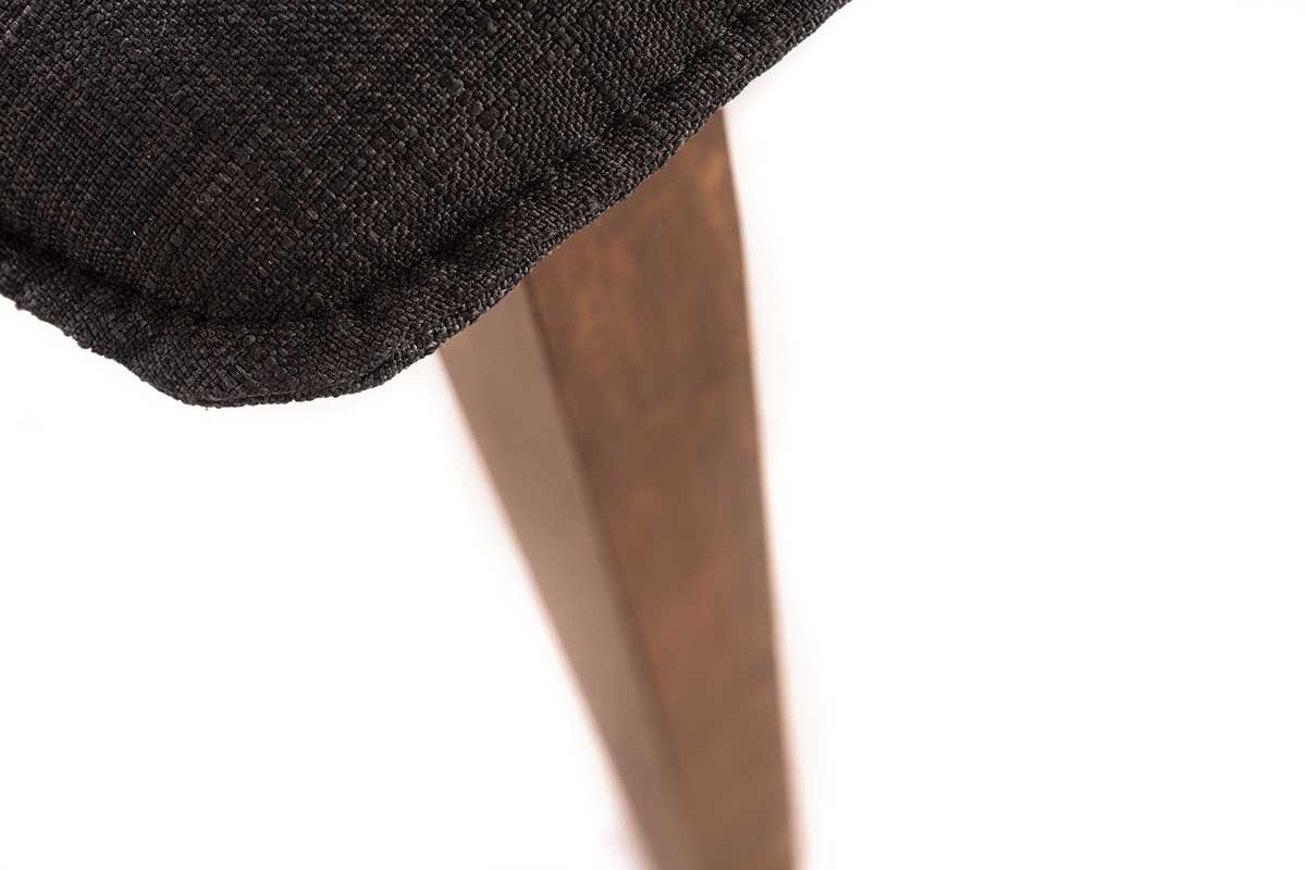 Fauteuil design vintage pieds noyer tissu gris anthracite JUKE