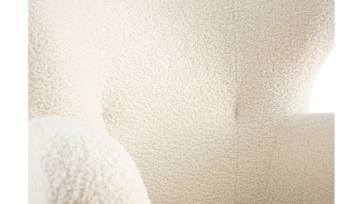 Fauteuil en tissu blanc effet laine bouclée KORO - Miliboo & Stéphane Plaza