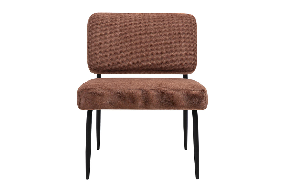 Fauteuil en tissu velours textur terre brle et mtal noir VEDANA