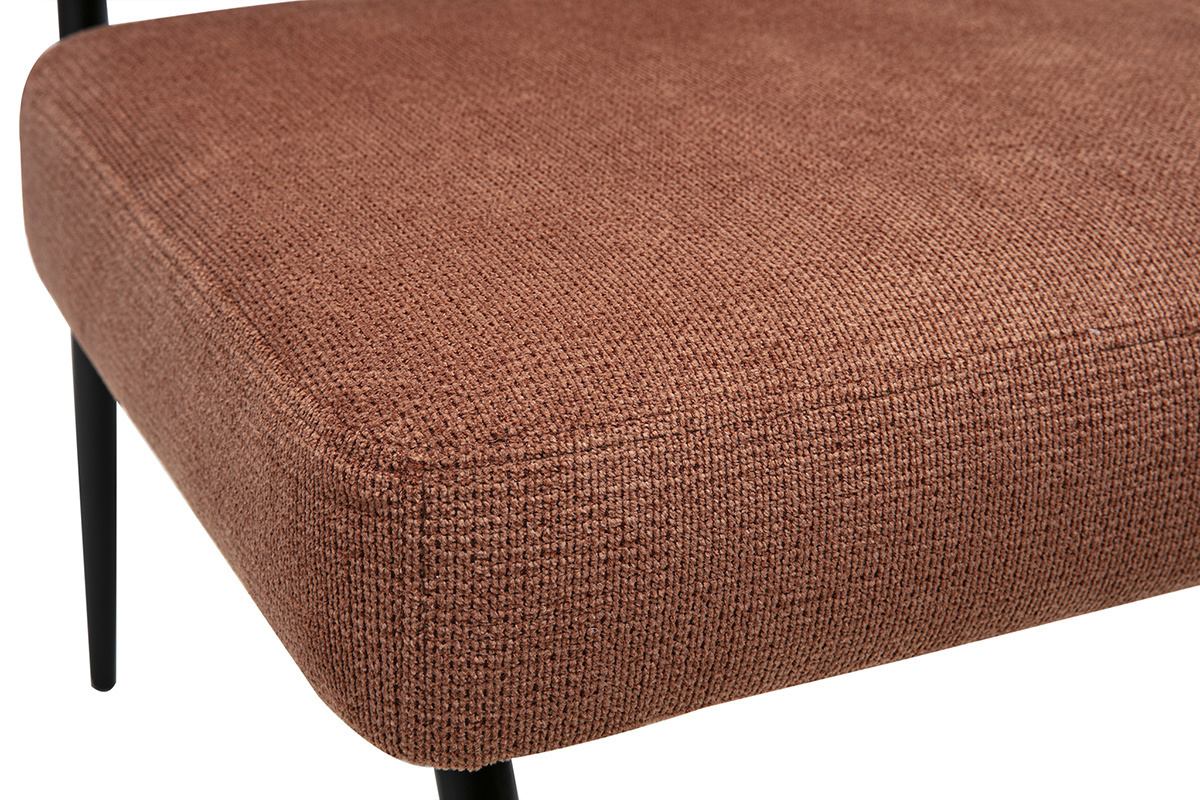 Assise en tissu chenille textur terre brle du fauteuil VEDANA, vue dtail.