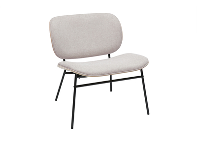 Fauteuil en tissu effet velours texturé beige et métal noir SHELBY