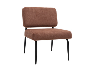 Fauteuil en tissu effet velours texturé terre brûlée et métal noir VEDANA