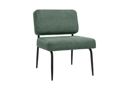 Fauteuil en tissu effet velours texturé vert kaki et métal noir VEDANA