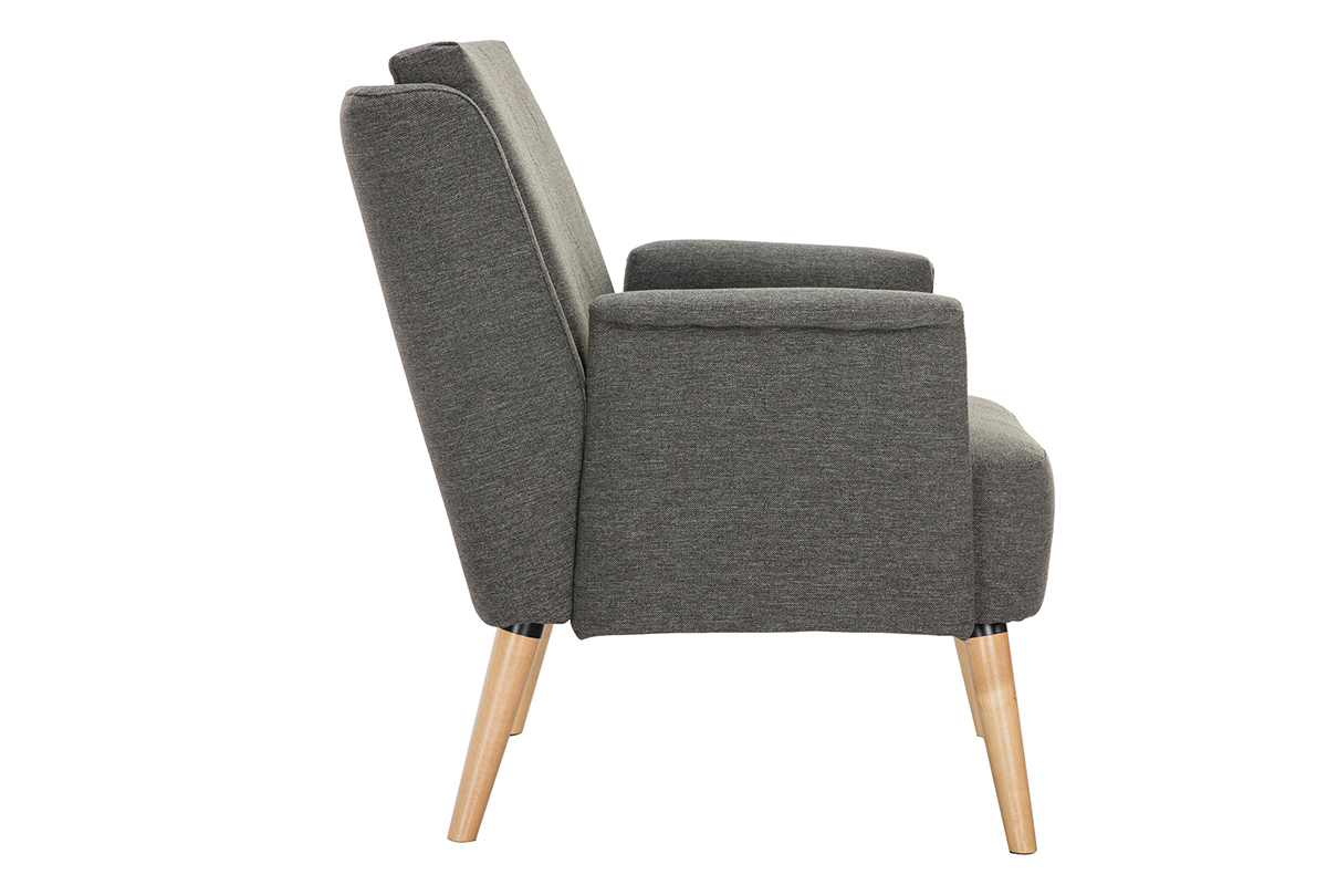 Fauteuil en tissu gris fonc� et bois clair  AEOLA