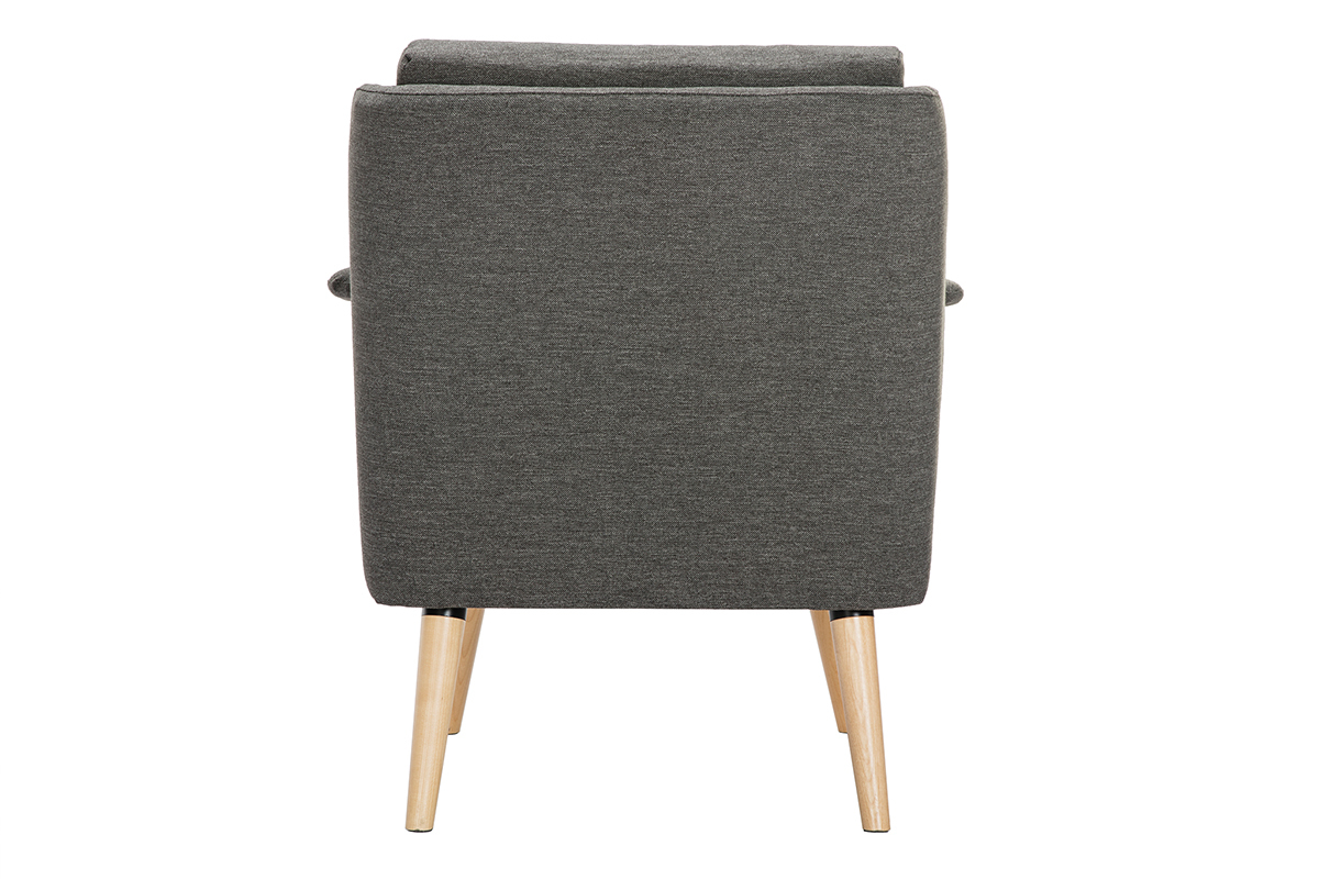 Fauteuil en tissu gris fonc� et bois clair  AEOLA