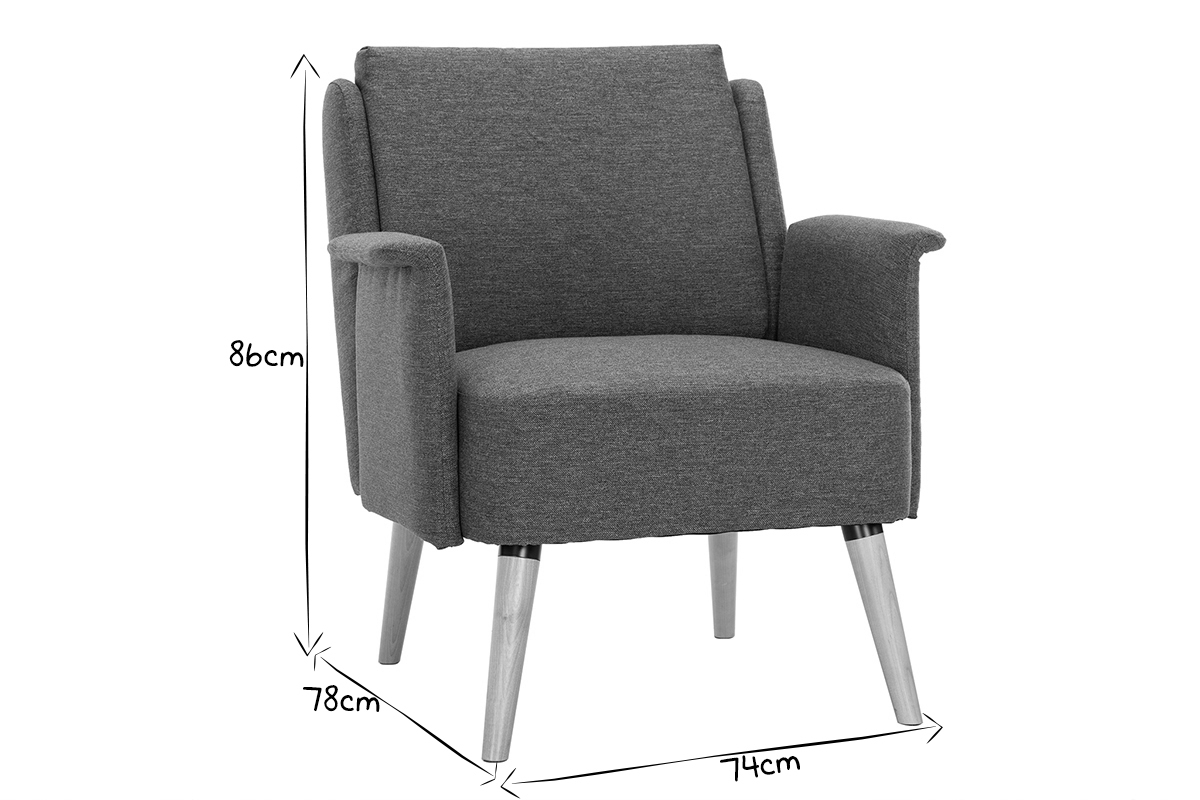 Fauteuil en tissu gris fonc� et bois clair  AEOLA