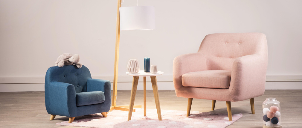 Fauteuil enfant scandinave bleu canard NORKID
