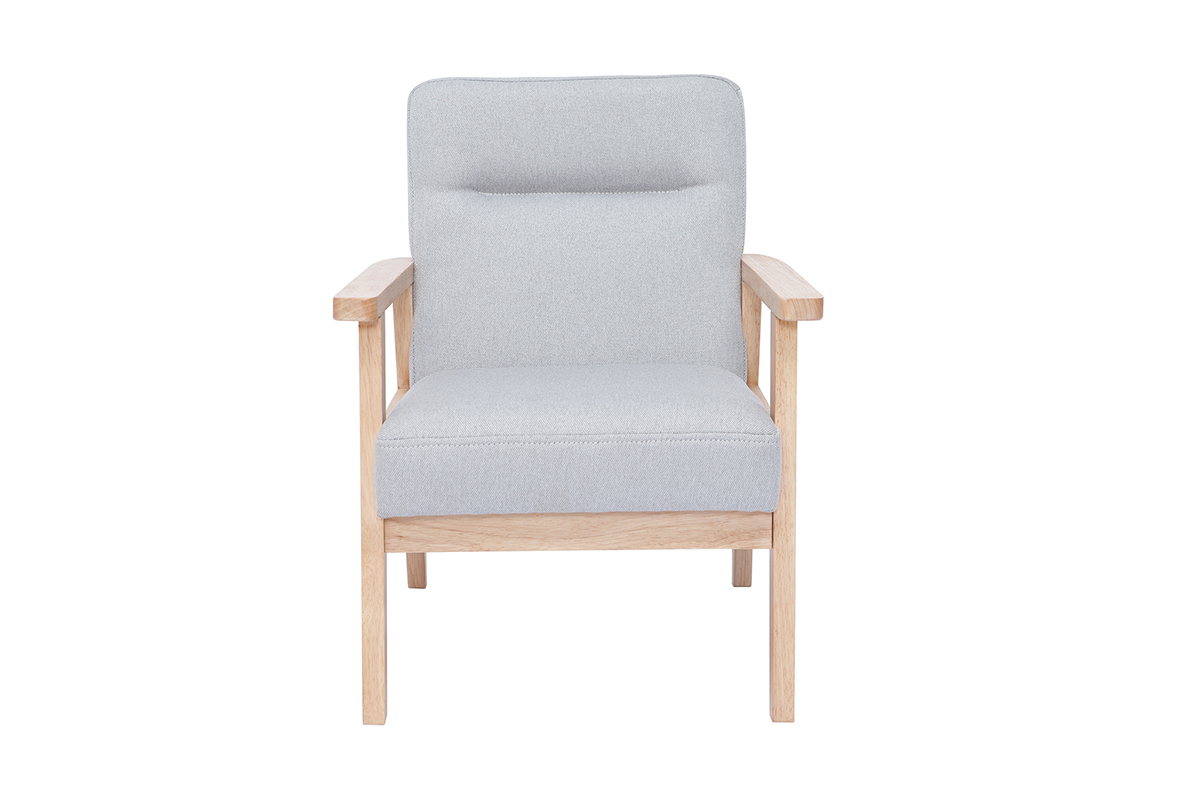 Fauteuil enfant scandinave en tissu gris clair et bois clair BABY ABYSS